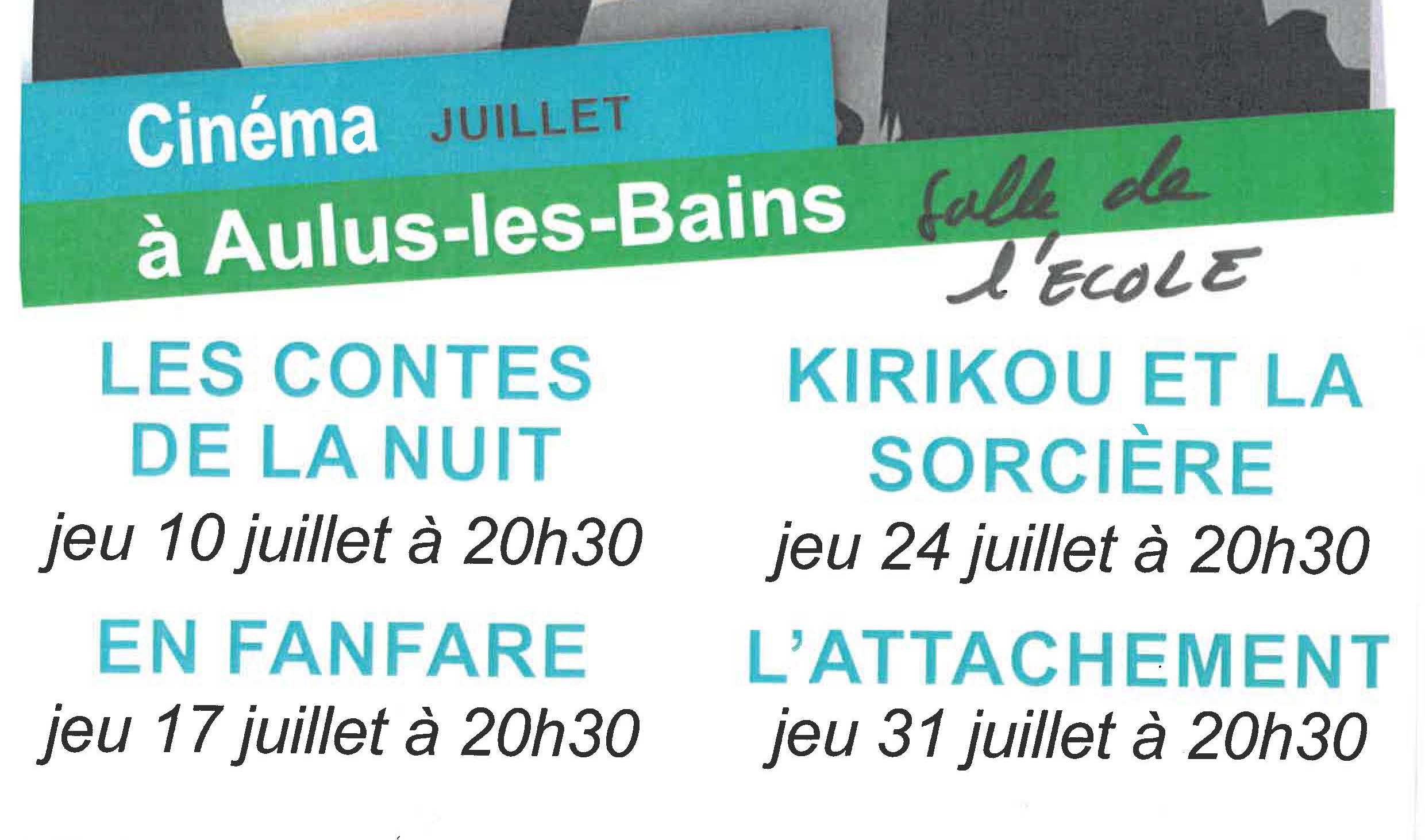Programme du cinéma en Juillet à Aulus-les-Bains